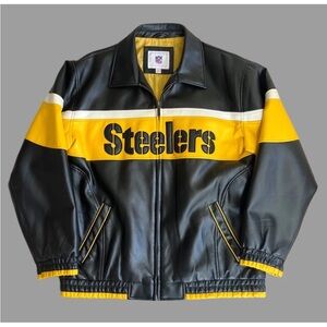 NFL Pittsburgh Steelers G-III Apparel Faux Leather Distressed Jacket Men’s Med